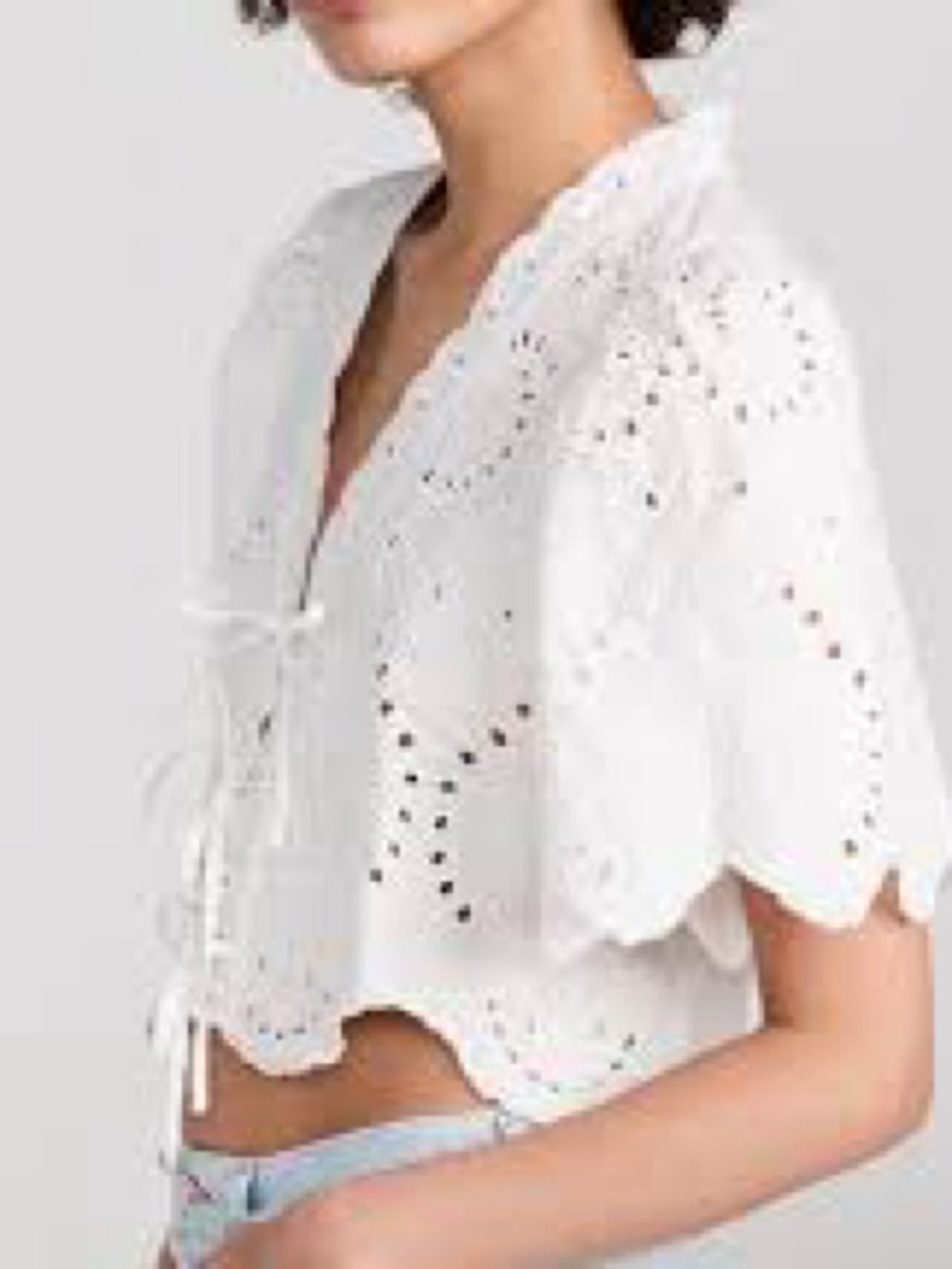 Moon River Puff Sleeve
Eyelet Top With Front Ties size S - Picture 2 of 14